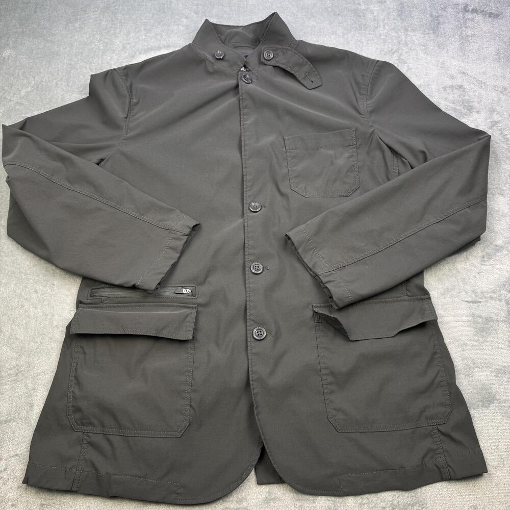 Eddie Bauer Travex Jacket Mens 44 Gray Softshell Button Front Travel Outdoor